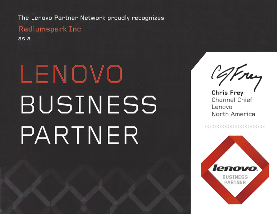 RadiumSpark recognized as Lenovo Business Partner
